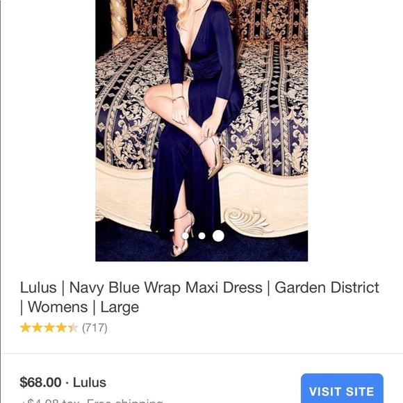 Lulus navy blue wrap dress garden district - Picture 3 of 3